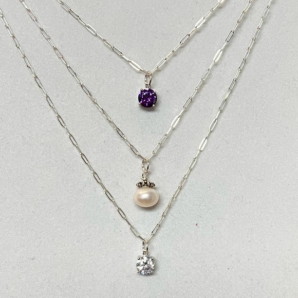 925 Sterling Silver. Three layers. Necklace - Picture 2 of 7